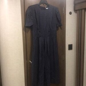 Vintage Miss Dorby Navy polka dot midi dress